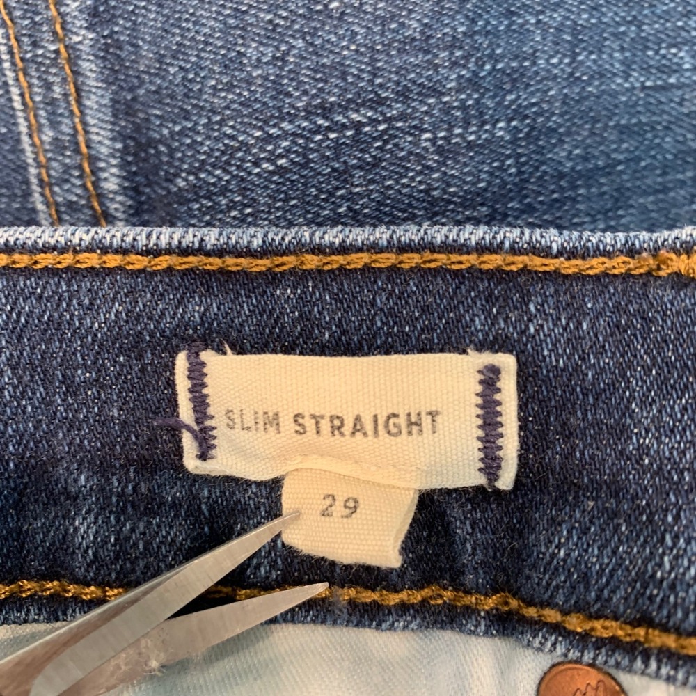 Madewell Womens Size 29 Medium Wash Slim Straight Stretch Jeans Denim 28" Inseam - Picture 4 of 10